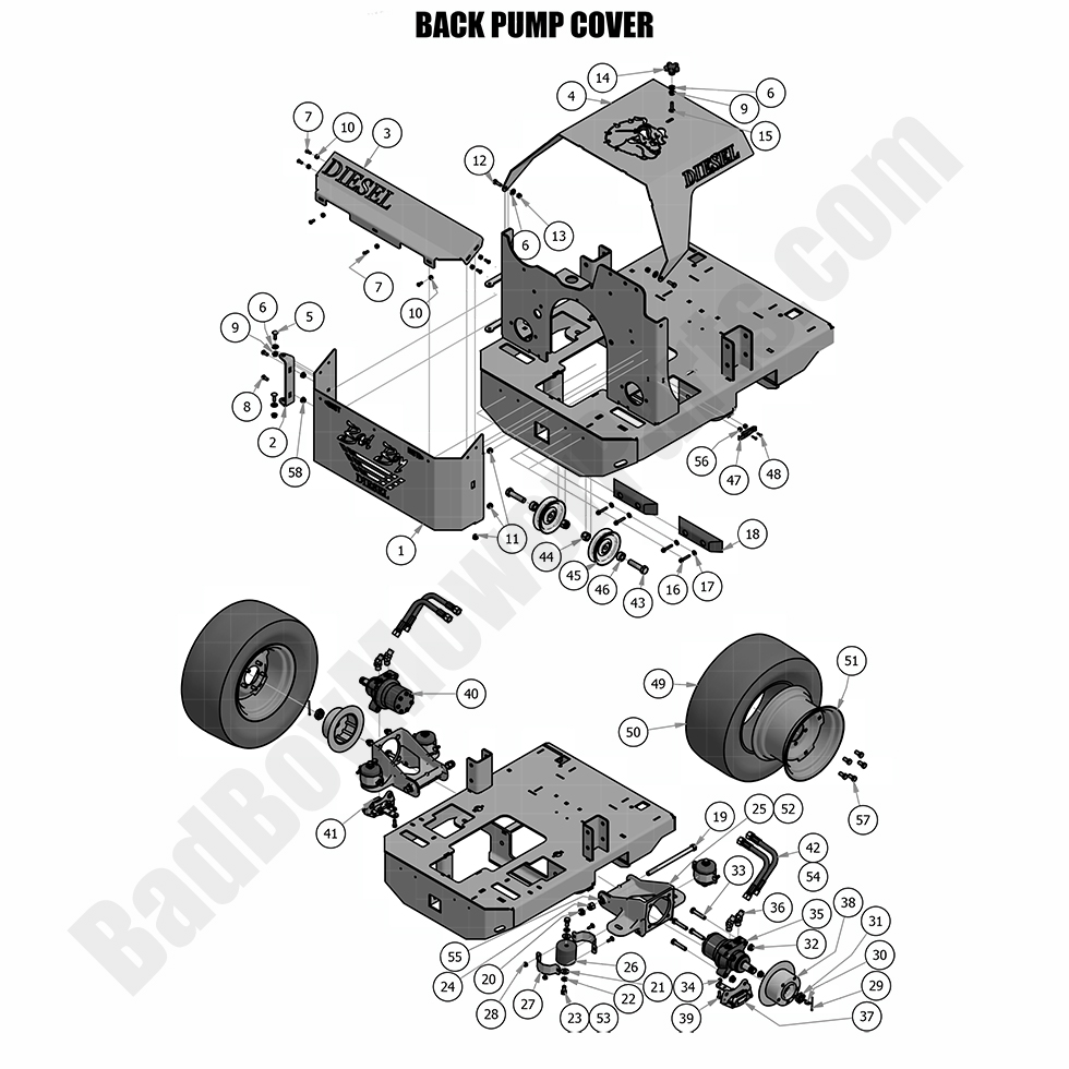 1835 - Bad Boy Mower Parts Lookup > 2018 > Diesel - 1500cc > Back Pump Cover